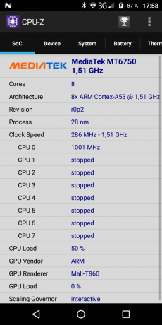 Vernee M6. CPU-Z