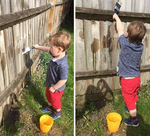 Conseils pour les parents: charger l'enfant de peindre la clôture