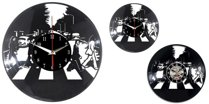Horloge murale avec un cadran à partir d'un disque de gramophone