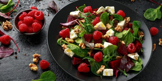 Salade légère aux framboises et betteraves