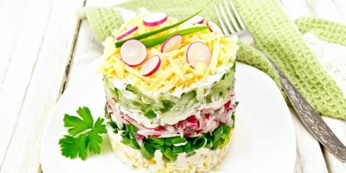 Salade de radis, fromage et oeufs