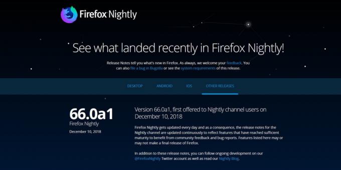 Version de Firefox: Firefox nuit