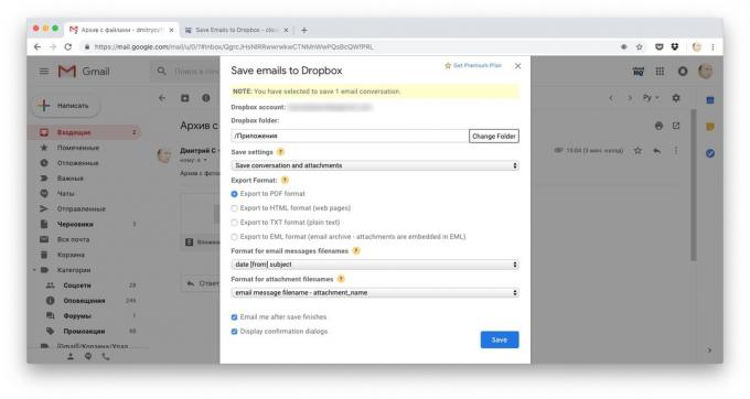 Façons de télécharger des fichiers vers Dropbox: copier toute lettre par e-mails Enregistrer à Dropbox
