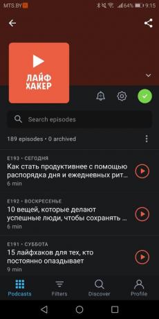 Podcast Layfhakera dans gratuitement sur Android Pocket Casts