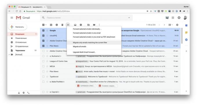 Multi Email pour Gmail Forward