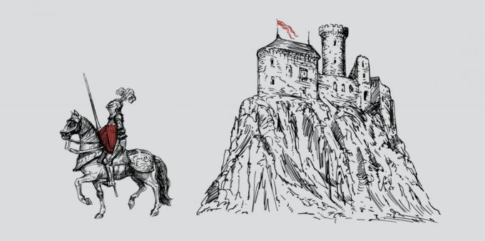Visualisation: plus métaphore bouclier d'élaboration - un chevalier médiéval