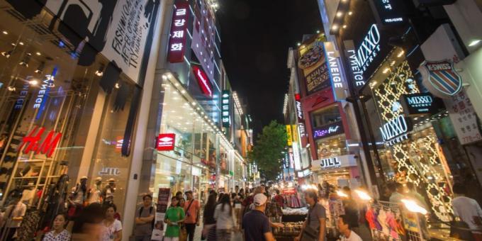 Attractions Corée du Sud: la rue commerçante Myeongdong