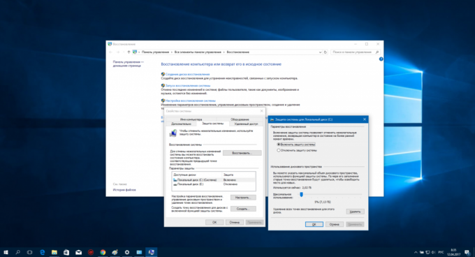 Configurer Windows 10: service Restauration du système