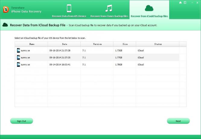 Tenorshare iPhone Récupération de données: choisir la bonne sauvegarde