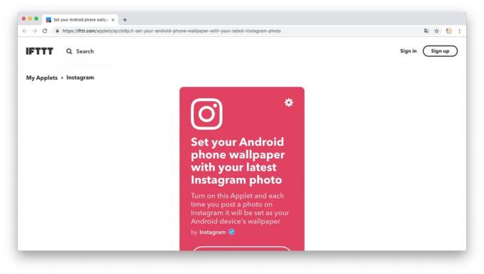 Automatisation d'action avec des recettes IFTTT: fonds d'écran téléchargeables de Instagram