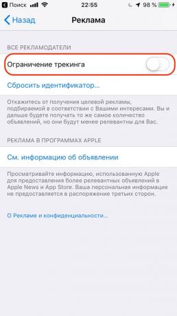 Configuration de l'iPhone d'Apple: limiter le suivi de la publicité