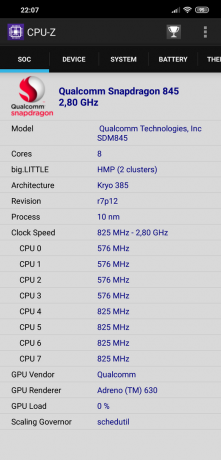 revue Xiaomi Pocophone F1: CPU-Z
