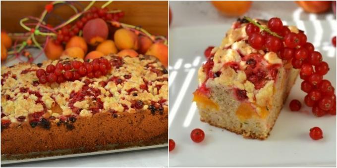 Gâteau aux groseilles rouges, les courgettes et les abricots