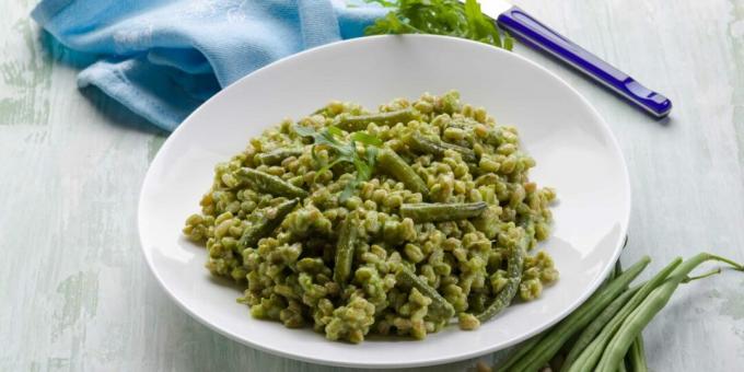 Epeautre aux haricots et pesto de roquette