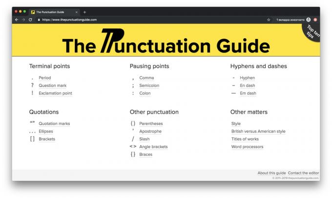 Thepunctuationguide.com pour l'auto-étude de la ponctuation anglaise