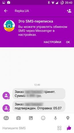 Facebook Messenger: SMS-correspondance