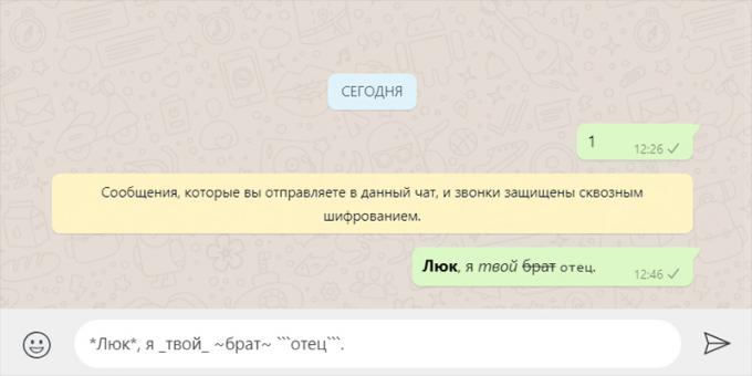 Desktop version WhatsApp: Mise en forme de texte