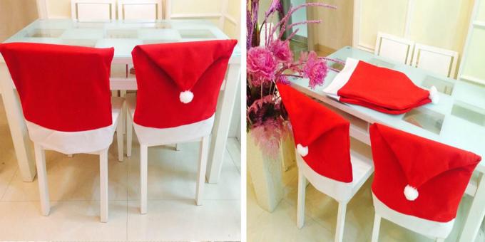 Décorations de Noël avec AliExpress: habillage du dossier sur des chaises