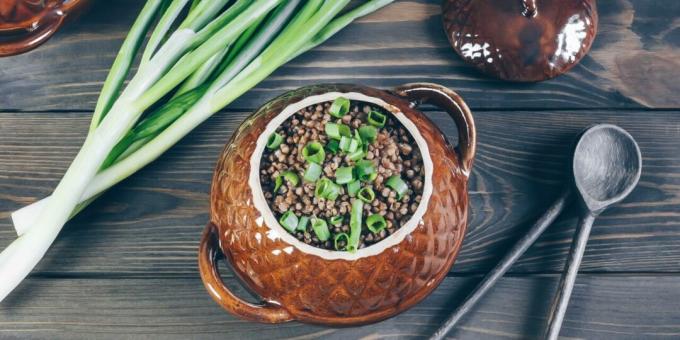 Sarrasin au poulet et champignons en pots