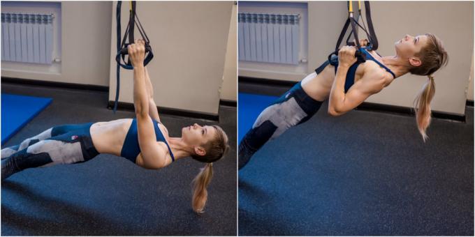 Accueil des séances d'entraînement pour les débutants: pull-ups avec vos pieds sur le sol