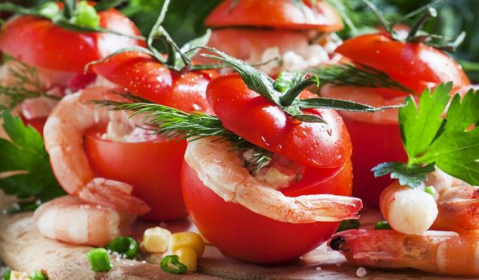 Tomates farcies aux crevettes