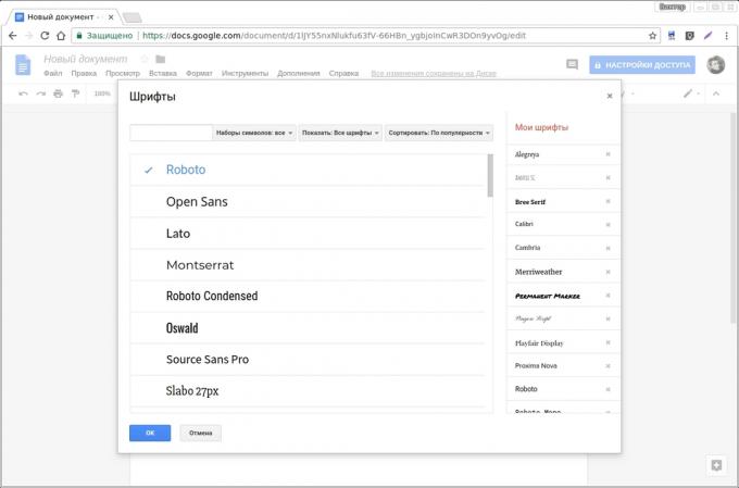 add-ons Google Docs: Google Fonts