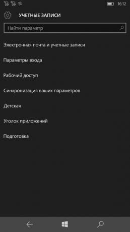 Lumia 950 XL: Comptes