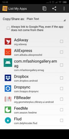 applications Android sauvegarde: Liste Mes applications