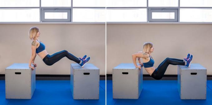 séances d'entraînement à la maison pour les débutants: push-ups avec vos pieds inverse sur la plate-forme