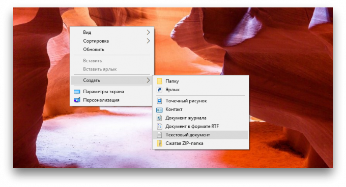 Windows 10, fichier texte