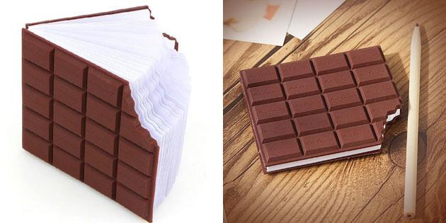 Notebook sous la forme de chocolat piqué