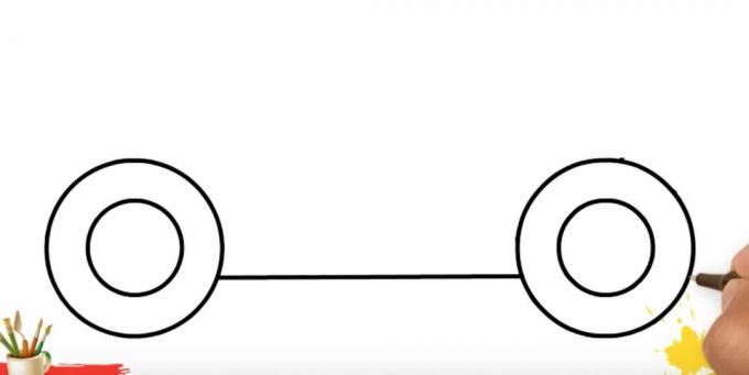 Comment dessiner un camion: connectez les roues