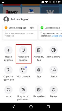 Comment activer le mode navigation privée dans Yandex. Navigateur "sur le téléphone 