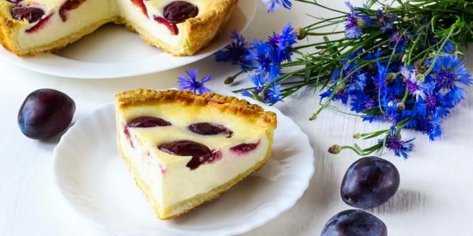 Tarte aux prunes et fromage cottage