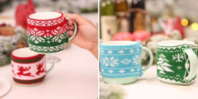 Produits avec aliexpress, ce qui contribuera à créer une ambiance de Noël: Pull chaudes pour tasses