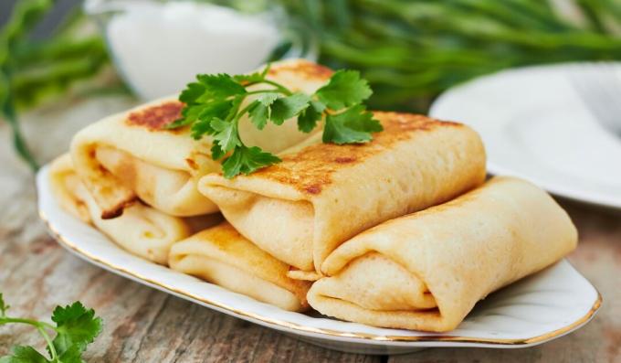 Crêpes farcies aux champignons et jambon