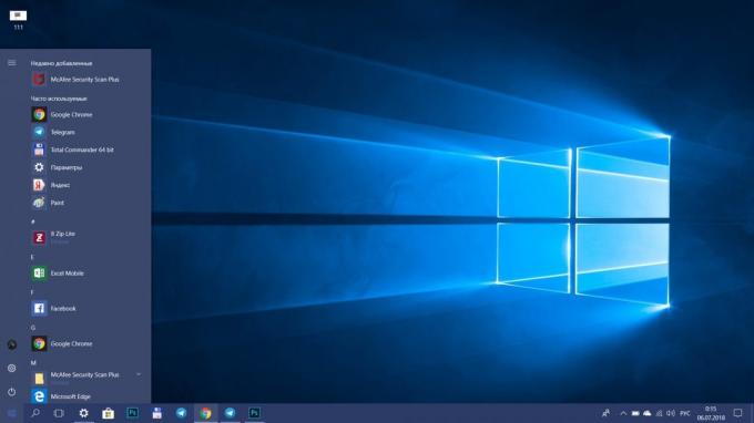 Comment accélérer Windows 10. Décharger le menu « Démarrer »