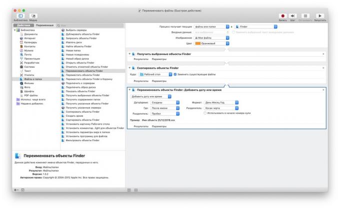 Automator sur Mac OS: changement de nom des fichiers massifs