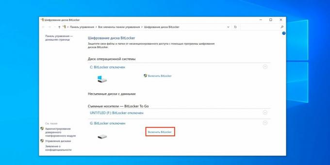 Comment définir un mot de passe sur une clé USB: cliquez sur «Activer BitLocker»