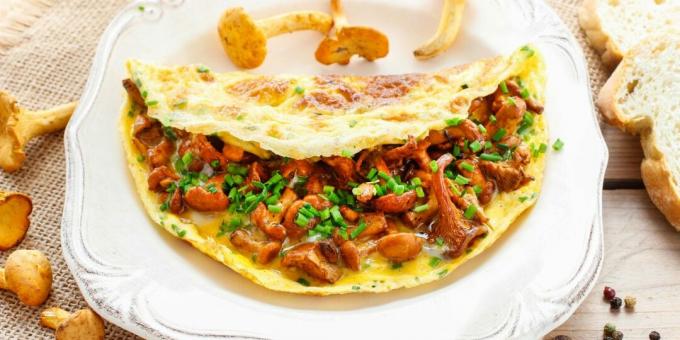 Omelette aux girolles, thym et romarin