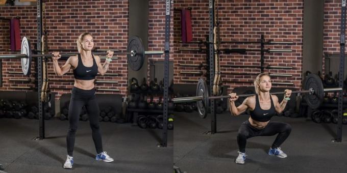Le programme de formation pour les filles dans la salle de gym: Squats à l'arrière