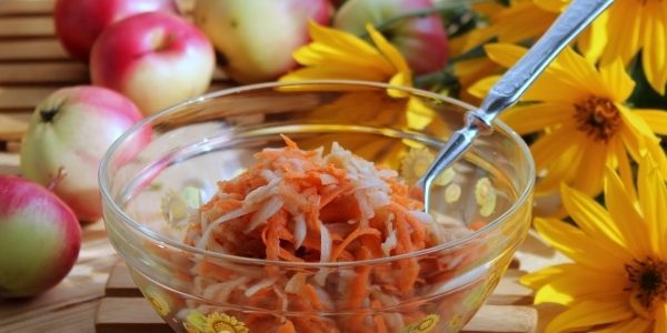 Recettes: Salade Artichaut douce avec topinambour, pomme et carotte