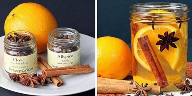 arômes naturels pour la maison: Le goût de l'orange, la cannelle, les clous de girofle et anis