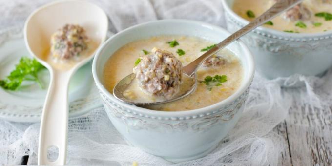 Soupe de maïs aux boulettes de viande