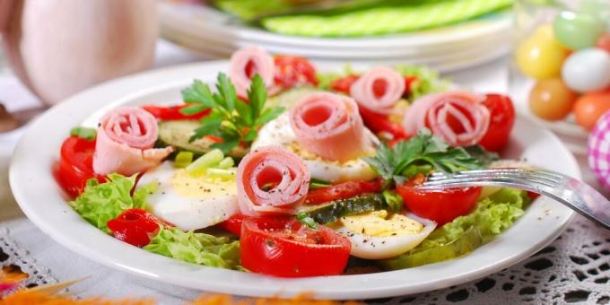 Salade au jambon et oeufs