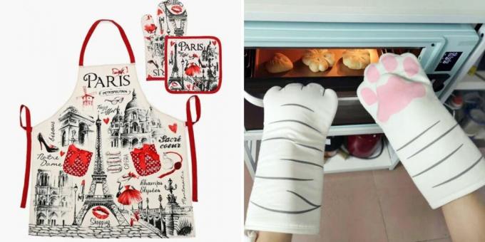Que donner pour la pendaison de crémaillère: un tablier et des gants de cuisine
