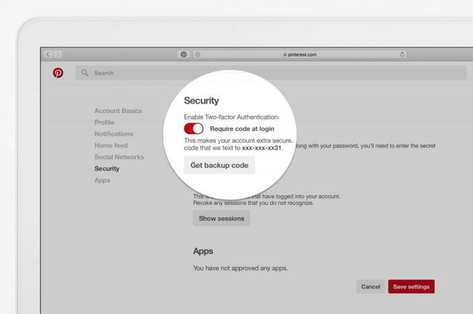 L'authentification à deux facteurs en Pinterest