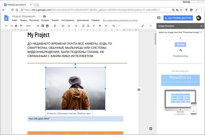 add-ons Google Docs: Image Extractor