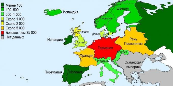 Le nombre de sorcières tuées dans les pays européens aux XVe et XVIIe siècles.