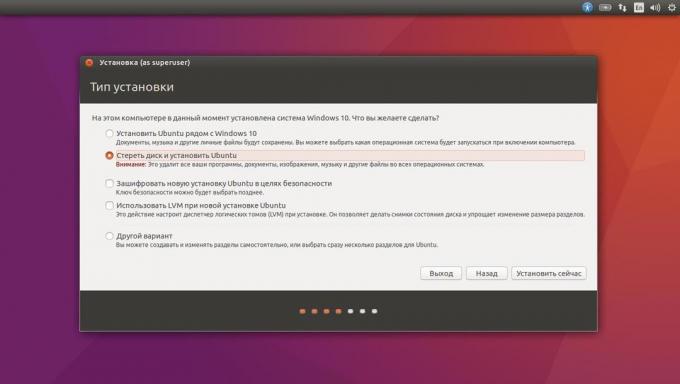 Installation d'Ubuntu à la place du système actuel en mode automatique,